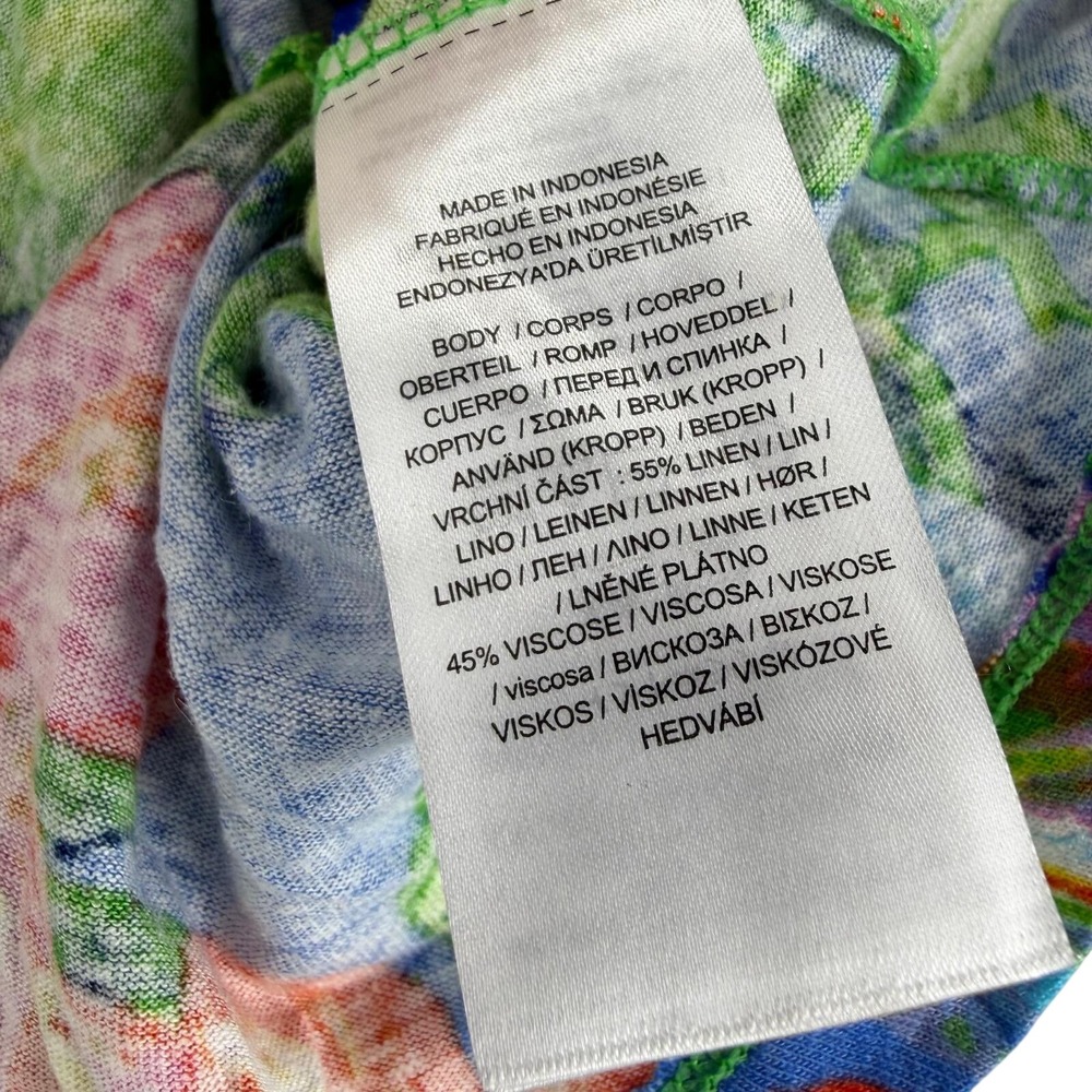 Lauren Ralph Lauren Tropical Floral Linen Top XXS Blue Green‎ Boho Resort Ruffle - Picture 8 of 8